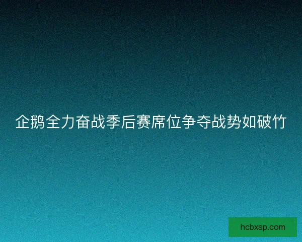 企鹅全力奋战季后赛席位争夺战势如破竹