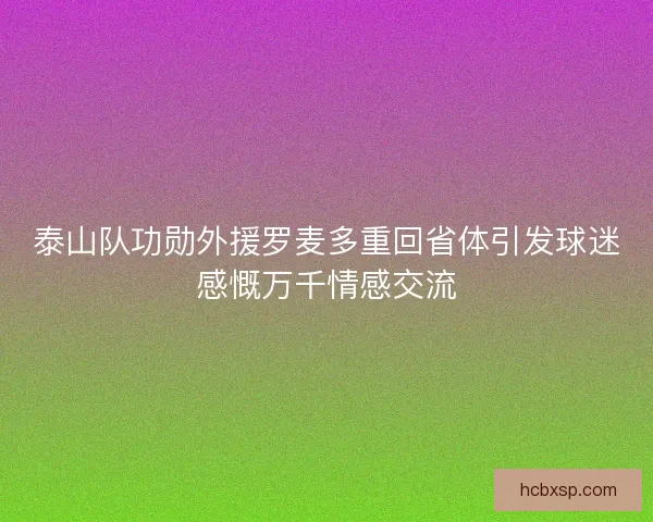 泰山队功勋外援罗麦多重回省体引发球迷感慨万千情感交流